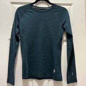 Smartwool Merino 250 Base Layer Top Green Blue Heather Women’s S Crewneck Small